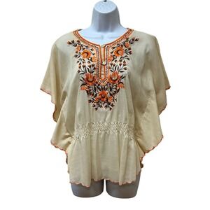 Vintage Sheer Embroidered Mexican Oaxacan Top Ethnic Peasant Boho Art to Wear